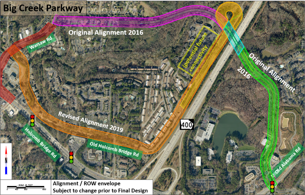 Council approved using the original 2016 layout for the Big Creek Parkway design. 