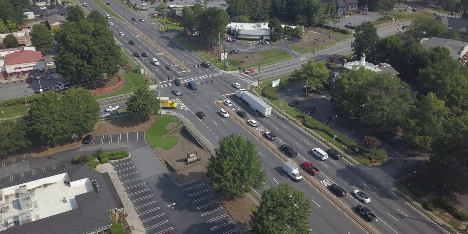 The intersection of Holcomb Bridge Road and Warsaw Road