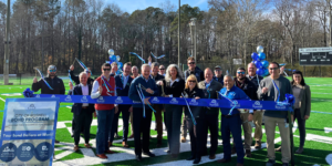 City of Roswell officials celebrated the completion of a new turf field at Roswell Area Park.