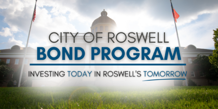 This is a graphic showing Roswell City Hall in the background, with the City's Bond Program logo in the foreground.
