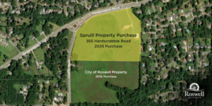 A map that shows the property the City is purchasing and publicly owned property next to it.