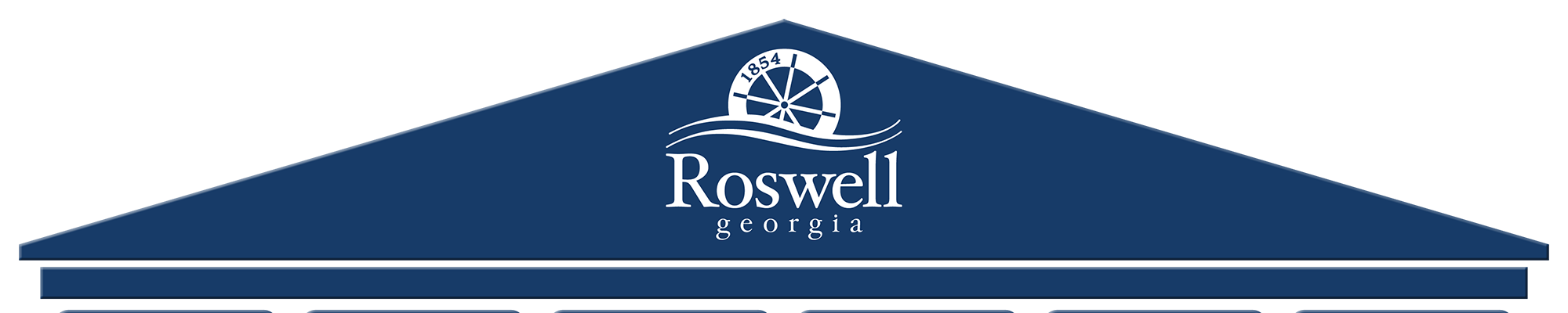 roof on top of pillars with Roswell logo