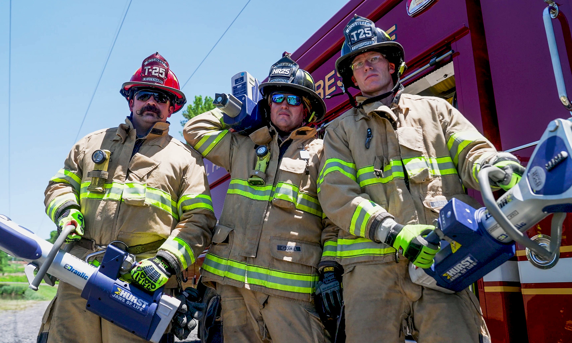 Roswell Fire Department Heavy Rescue Crew holding tools