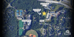 A map of the future site of Fire Station #27, next to East Roswell Park.