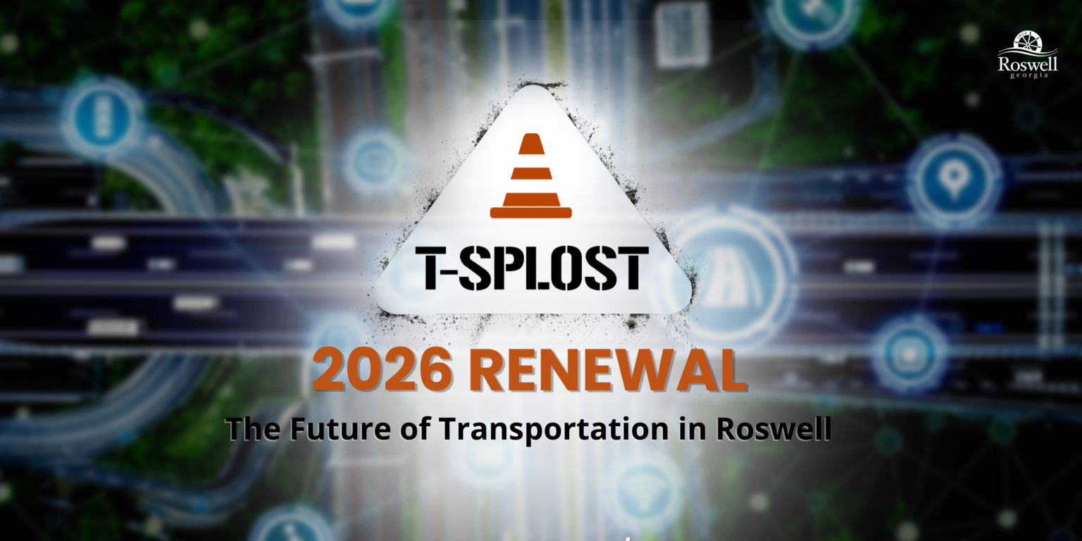 TSPLOST 2026 Renewal to Be Decided by Voters on Nov. 3, 2026 A TSPLOST logo with the words "2026 Renewal" under it on a background showing generic roads and transportation symbols.